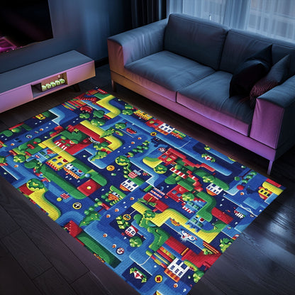 70s Style Arcade Game Room Rug for Living Room - Enhance Your Space with Nostalgic Video Game Decor, Arcade Decor, Gift for Gamers, Video Game Lovers G17