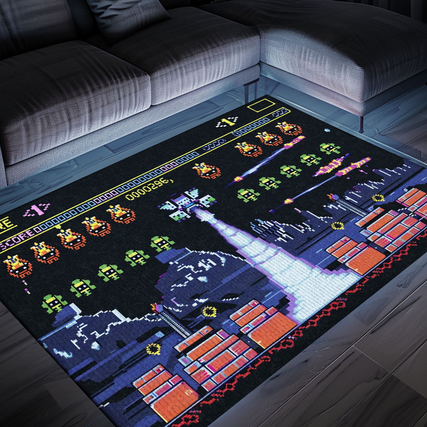 Add a Touch of Retro Gaming Charm with 80s Arcade Carpet Inspired by Space Invaders Era, Perfect for Arcade Rooms, Arcade Decor, Gift for Gamers, Video Game Lovers G224