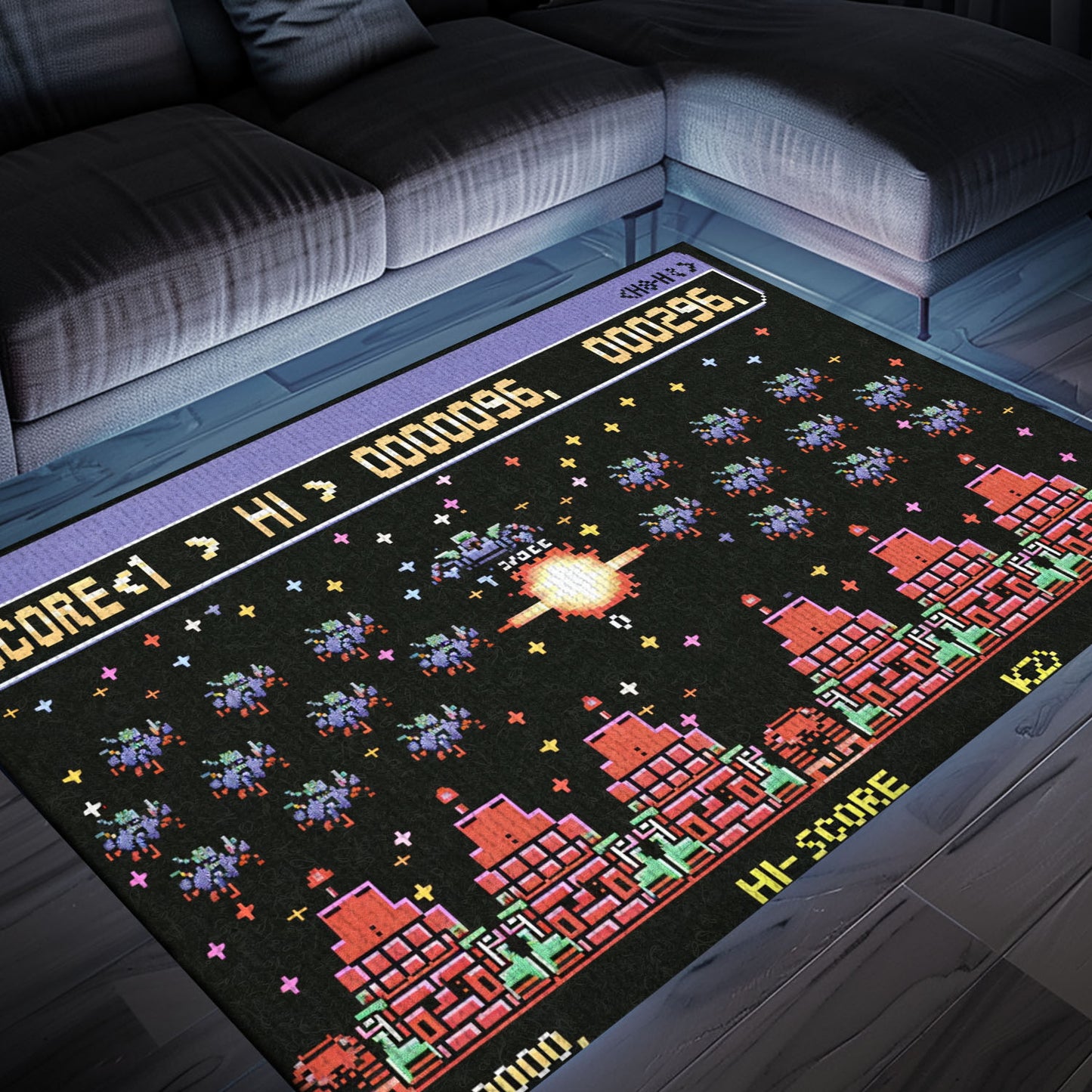 Add a Retro Flair to Your Living Space with 80s Arcade Carpet Inspired by Space Invaders Era, Arcade Decor, Gift for Gamers, Video Game Lovers G214