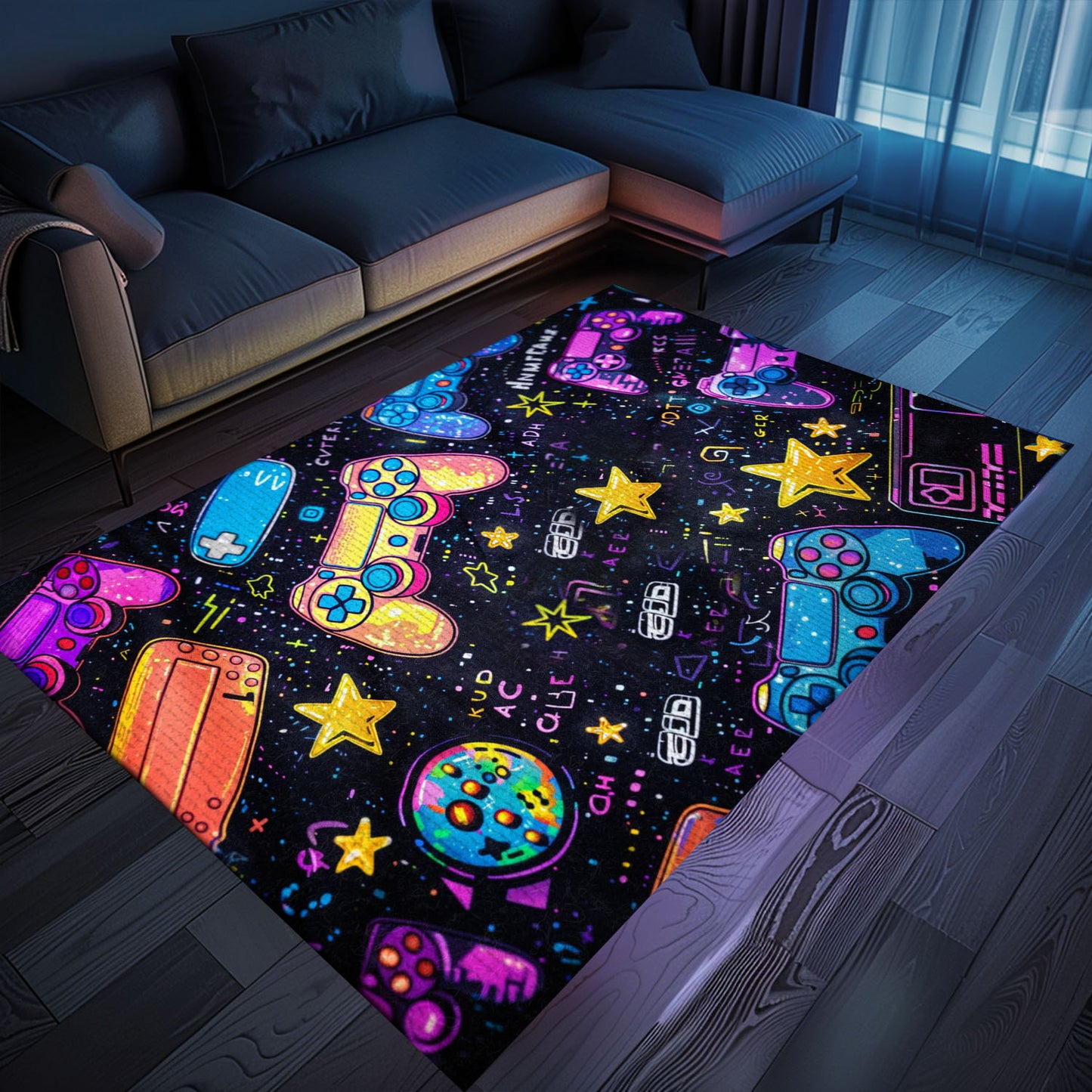 Upgrade Your Room Decor with 80s Game Controller Themed Rugs, the Ultimate Gift for Retro Gamers, Arcade Decor, Gift for Gamers, Video Game Lovers G210