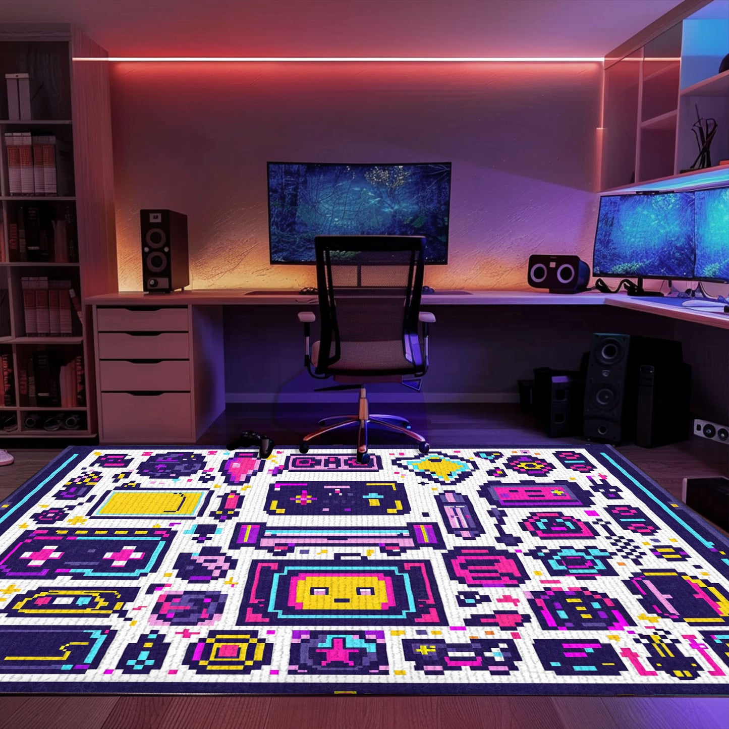 Add a Touch of Gaming Nostalgia with 80s Game Controller Design Rugs, Perfect for Arcade Rooms, Arcade Decor, Gift for Gamers, Video Game Lovers G208
