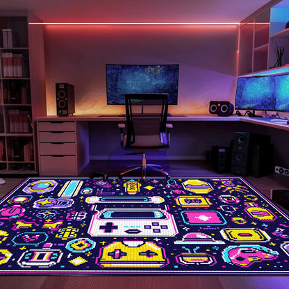 Level Up Your Decor with 80s Game Controller Styled Room Rugs, Enhancing Your Gaming Den, Arcade Decor, Gift for Gamers, Video Game Lovers G205