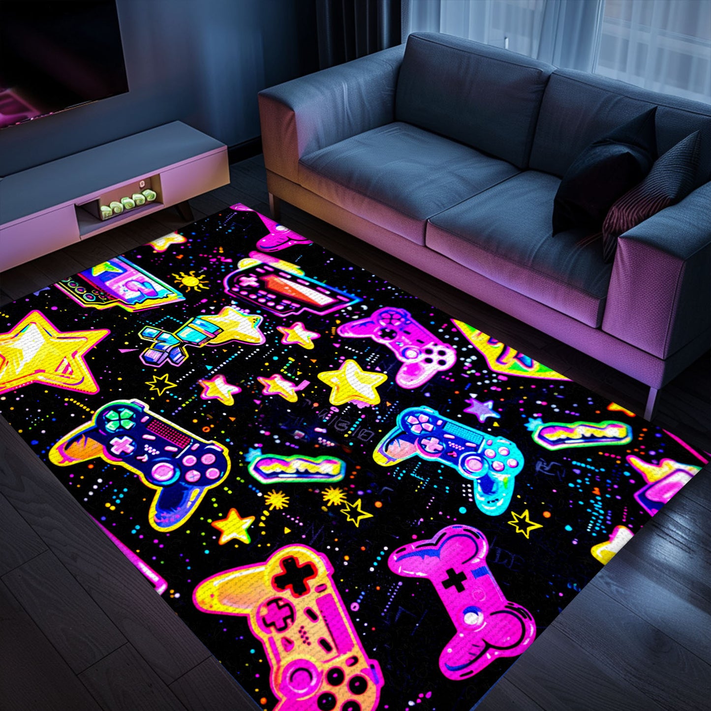 Upgrade Your Space with 80s Game Controller Patterned Room Rugs, a Stylish Addition for Any Gamer, Arcade Decor, Gift for Gamers, Video Game Lovers G190