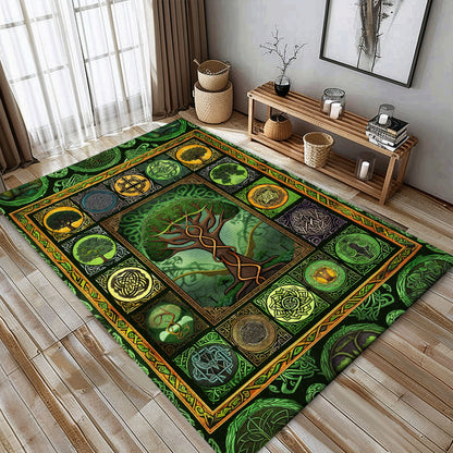 Artistic Celtic Tree of Life Viking Rug for Bedrooms – Enhance Your Decor with Mythical Norse Designs, Personalized Carpet Viking, Popular Rug Full Size (3x5, 4x6, 5x8) V3