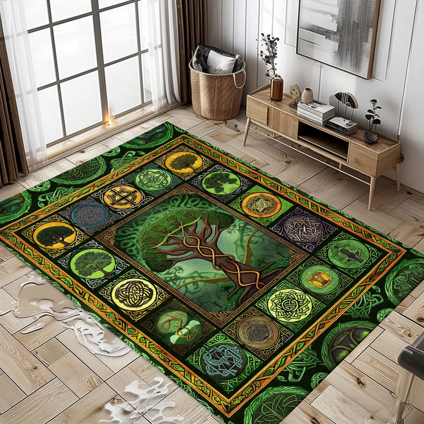 Artistic Celtic Tree of Life Viking Rug for Bedrooms – Enhance Your Decor with Mythical Norse Designs, Personalized Carpet Viking, Popular Rug Full Size (3x5, 4x6, 5x8) V3