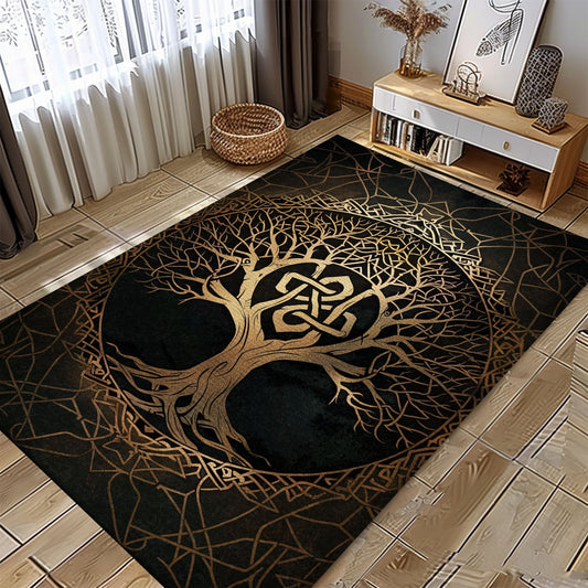 Viking Area Rug Embellished with Celtic Tree of Life Motif, Personalized Carpet Viking, Viking Area Rugs for Living Room, Viking Carpet Bedroom, Popular Rug Full Size (3x5, 4x6, 5x8) V60