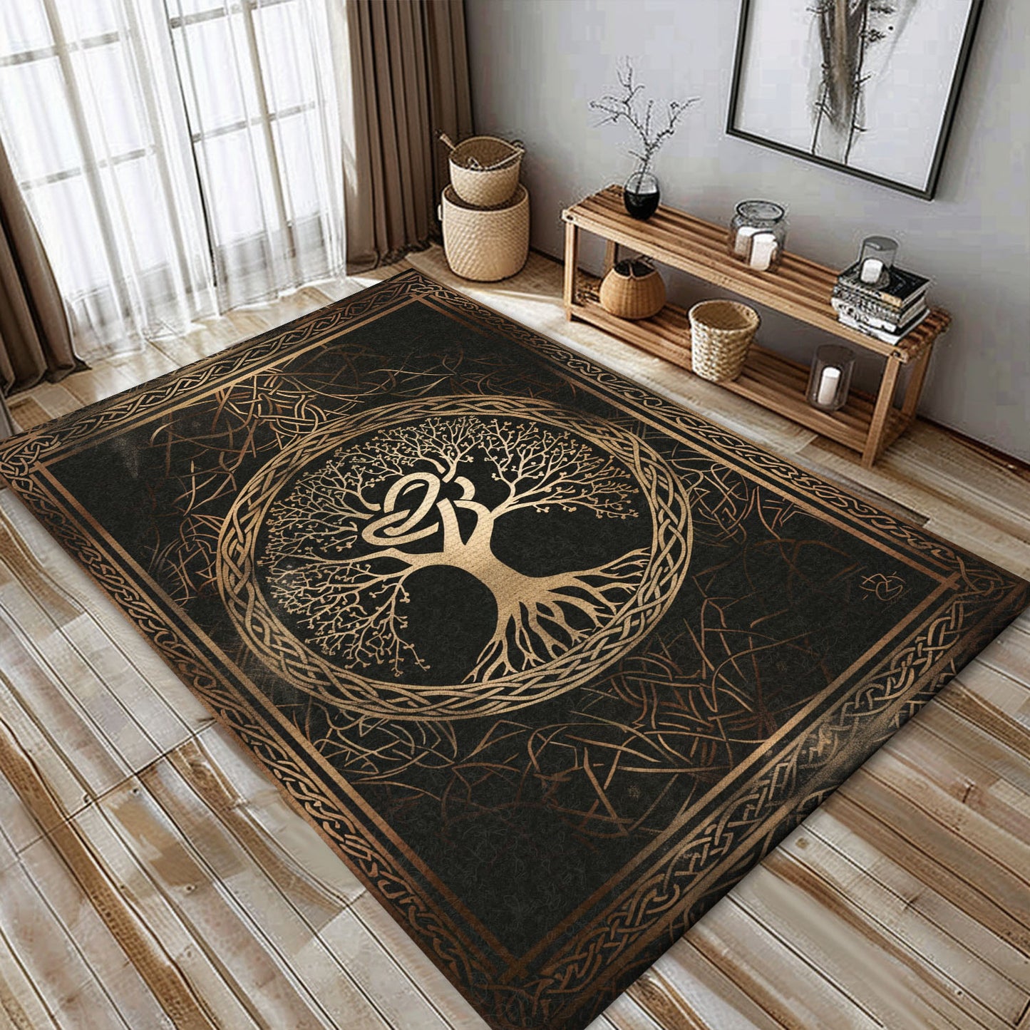 Viking Area Rug: Celtic Tree of Life Design in Norse Mythology, Personalized Carpet Viking, Viking Area Rugs for Living Room, Viking Carpet Bedroom, Popular Rug Full Size (3x5, 4x6, 5x8) V42