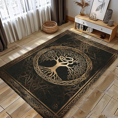 Viking Area Rug: Celtic Tree of Life Design in Norse Mythology, Personalized Carpet Viking, Viking Area Rugs for Living Room, Viking Carpet Bedroom, Popular Rug Full Size (3x5, 4x6, 5x8) V42