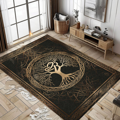 Viking Area Rug: Celtic Tree of Life Design in Norse Mythology, Personalized Carpet Viking, Viking Area Rugs for Living Room, Viking Carpet Bedroom, Popular Rug Full Size (3x5, 4x6, 5x8) V42