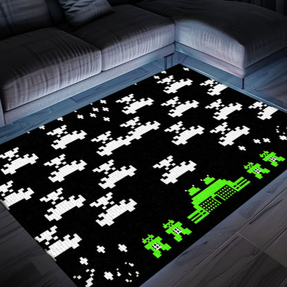 Upgrade Your Room with Dark and Neon 80s Arcade Carpet, a Tribute to the Classic Space Invaders Game, Arcade Decor, Gift for Gamers, Video Game Lovers G176