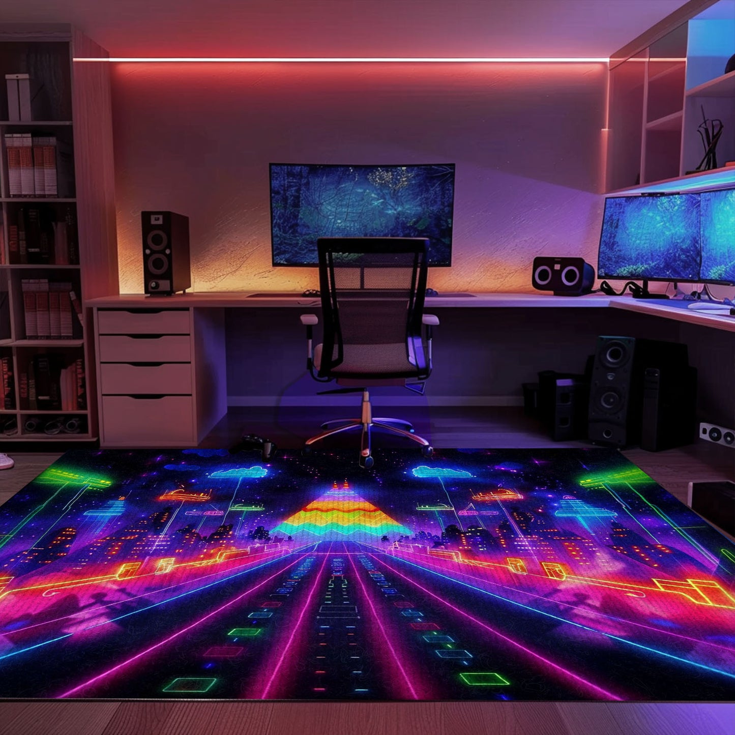 Add a Touch of Nostalgia to Your Living Room with Dark and Neon 80s Arcade NES Game 8bit Rugs, Arcade Decor, Gift for Gamers, Video Game Lovers G286
