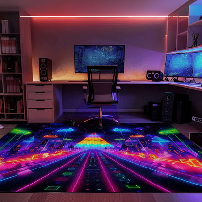 Add a Touch of Nostalgia to Your Living Room with Dark and Neon 80s Arcade NES Game 8bit Rugs, Arcade Decor, Gift for Gamers, Video Game Lovers G286