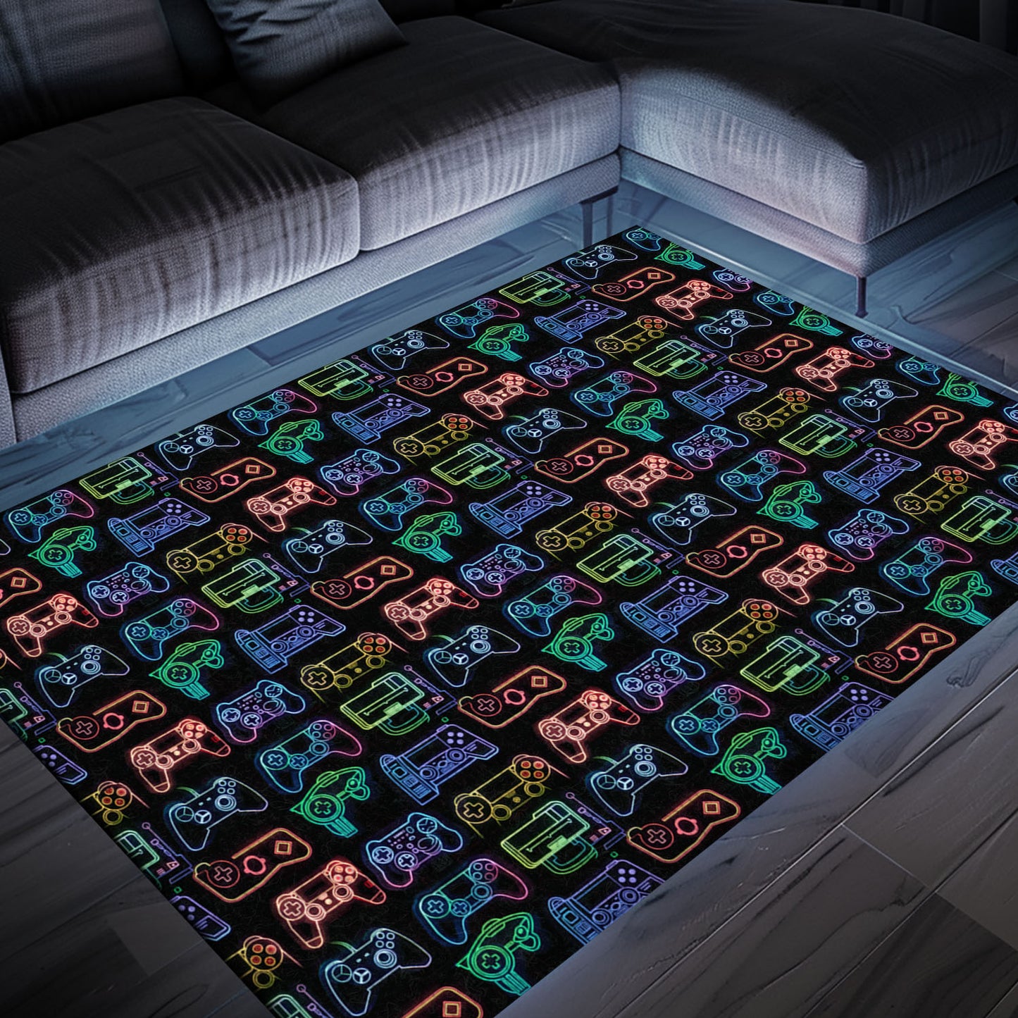 Add a Touch of Gaming Nostalgia with Dark and Neon 80s Arcade NES Game 8bit Area Rug, Perfect for Gamers, Arcade Decor, Gift for Gamers, Video Game Lovers G248