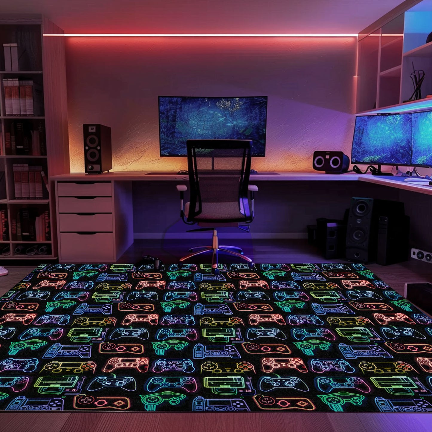Add a Touch of Gaming Nostalgia with Dark and Neon 80s Arcade NES Game 8bit Area Rug, Perfect for Gamers, Arcade Decor, Gift for Gamers, Video Game Lovers G248