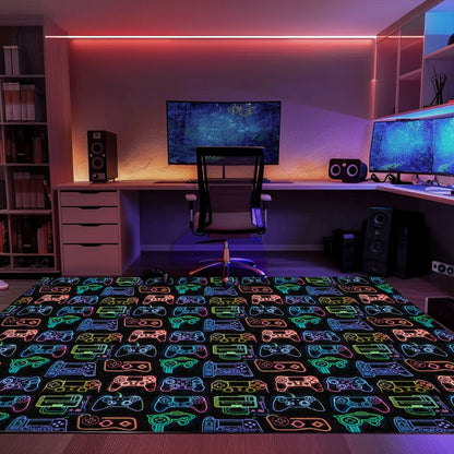 Add a Touch of Gaming Nostalgia with Dark and Neon 80s Arcade NES Game 8bit Area Rug, Perfect for Gamers, Arcade Decor, Gift for Gamers, Video Game Lovers G248