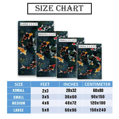Enhance Your Living Room with a Stunning Koi Fish Carpet – Perfect Bedroom Decor and Gift for Koi Lovers, Koi Rugs, Koi Fish Rug Carpet for Koi Lovers Size 5x8, 4x6, 3x5, 2x3 FT Koi 01