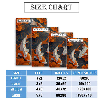 Beautiful Koi Fish Rugs for Bedrooms – A Unique Gift for Those Who Appreciate Aquatic-Themed Decor, Koi Rugs, Koi Fish Rug Carpet for Koi Lovers Size 5x8, 4x6, 3x5, 2x3 FT Koi 103