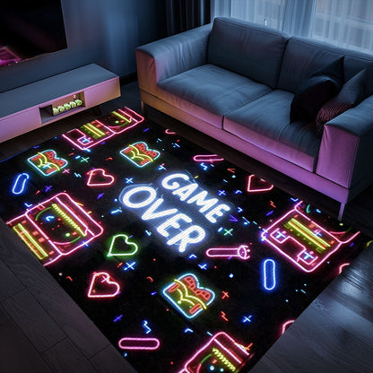Neon Video Game Retro Arcade Game Room Area Rug, Ideal Decor for Living Room and Gift for Gamers, Arcade Decor, Gift for Gamers, Video Game Lovers G99