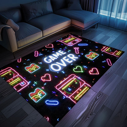 Neon Video Game Retro Arcade Game Room Area Rug, Ideal Decor for Living Room and Gift for Gamers, Arcade Decor, Gift for Gamers, Video Game Lovers G99