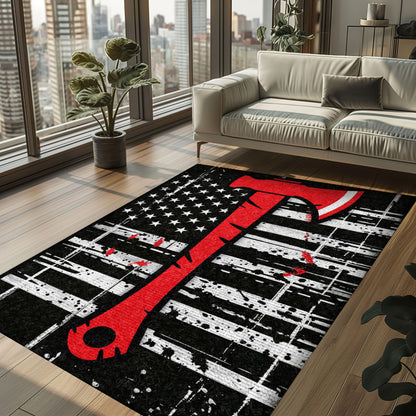 Custom Firefighter Area Rug: Embrace Heroic Decor Themes, Firefighter Rugs for Living Room Bedroom, Firefighter Rectangular Rugs Full Size FR123